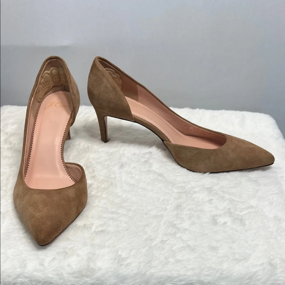 J. Crew Colette D'Orsay Suede Ashen Brown Pumps Made in Italy Sz 8.5